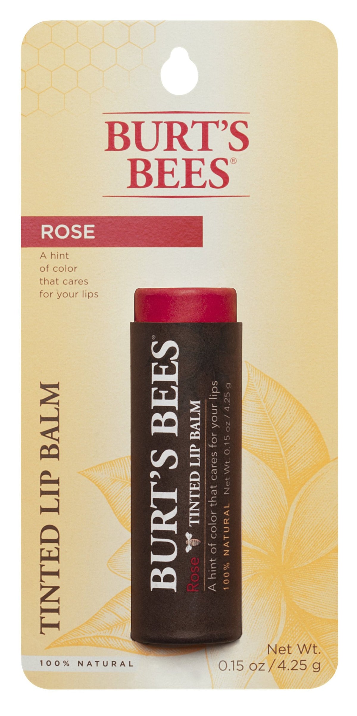 Burt'S Bees 100% Natural Tinted Lip Balm, Rose - 2 Tubes With Shea Butter & Waxes