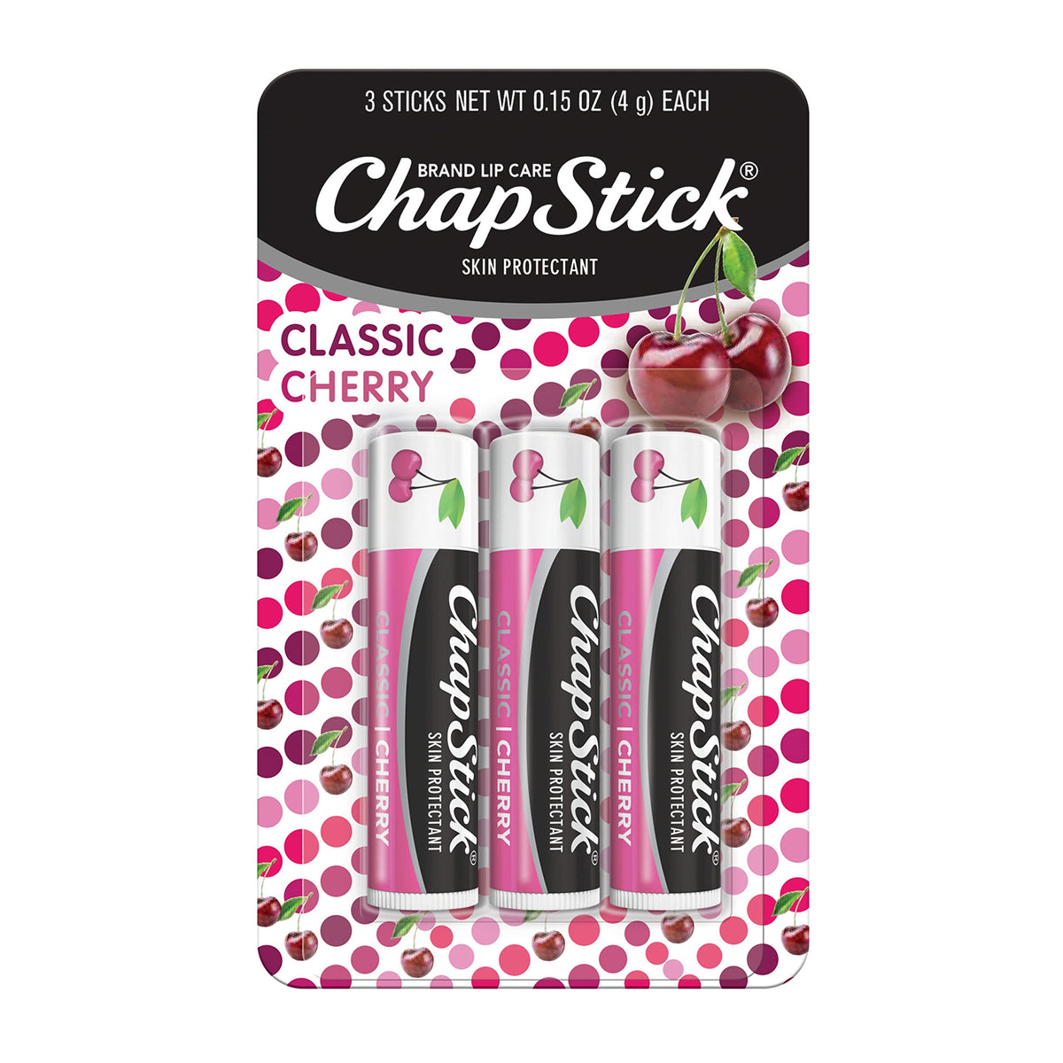 Chapstick Cherry Flavor Lip Balm, Classic Skin Protectant, 0.15 Ounce (Pack Of 3)