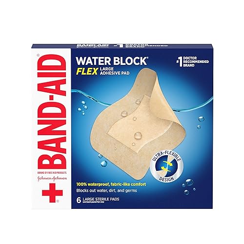 Band-Aid Waterproof Flex Large Adhesive Pads, Sterile Bandages For Cuts & Scrapes, 6 Ct