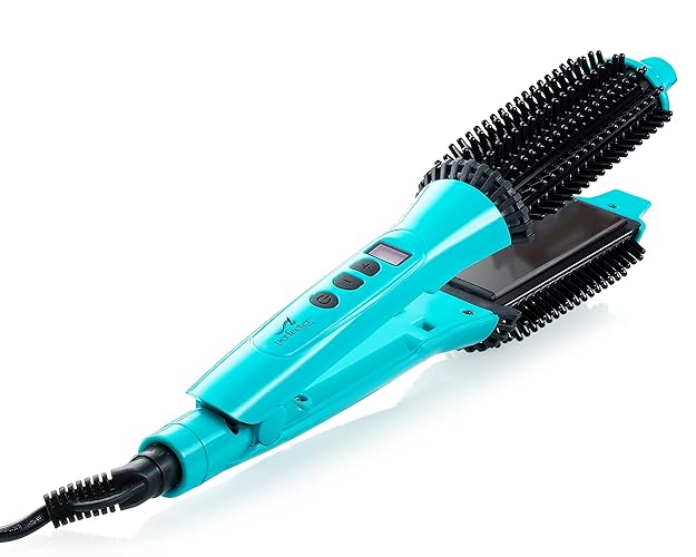 Perfecter 2-in-1 Flat Iron Hair Straightener & Hot Brush with Digital Controls - Ionic Ceramic