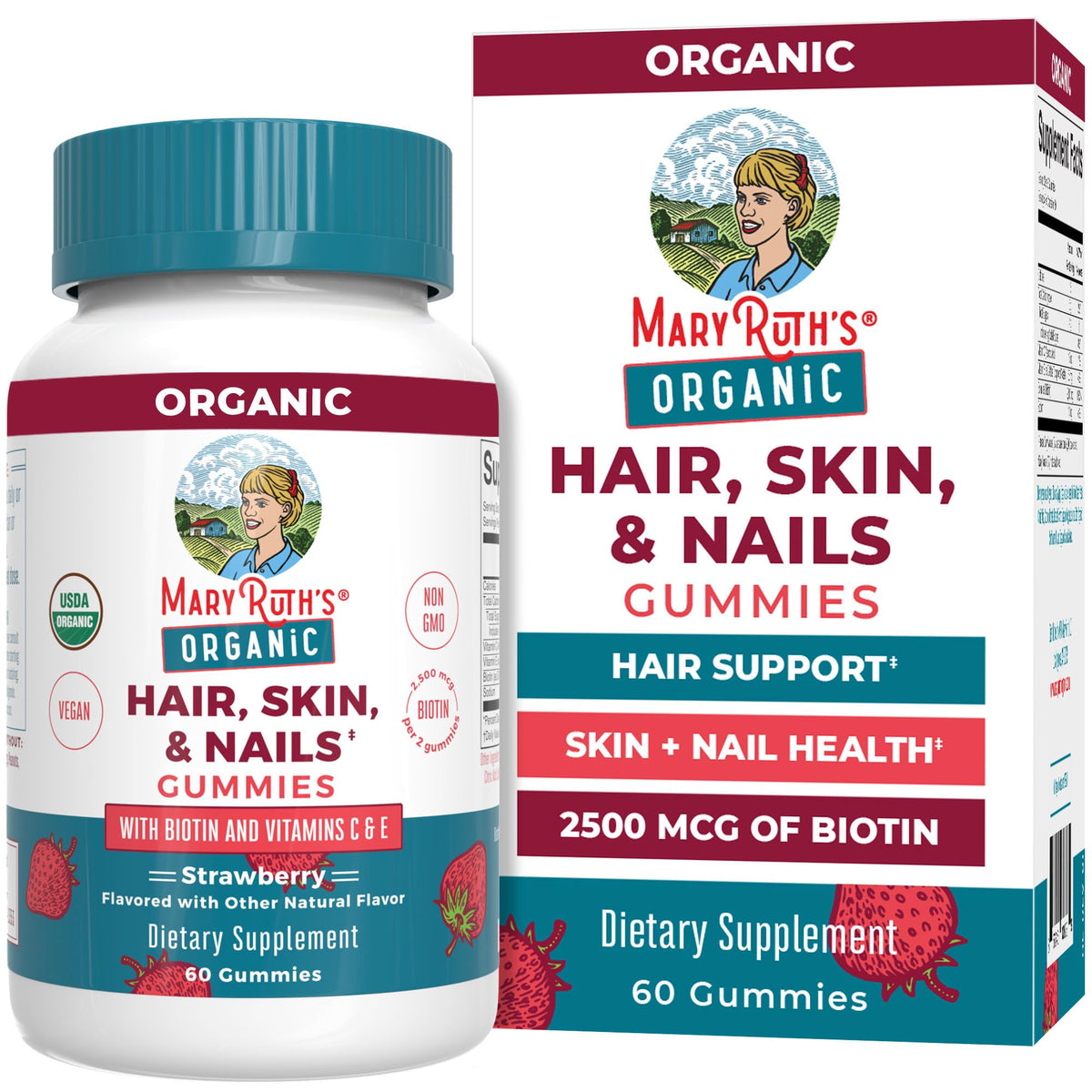 Maryruth Organics Biotin Gummies For Hair, Skin & Nails - Organic Vitamins, 60 Count