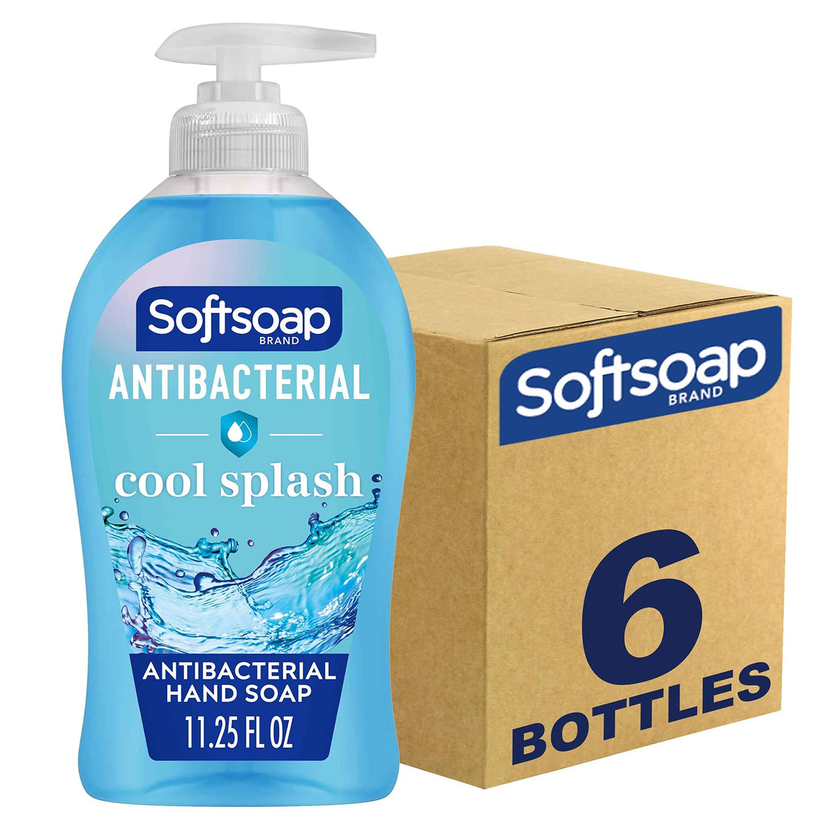 Softsoap Antibacterial Liquid Hand Soap, Cool Splash, 11.25 Fl Oz, 6 Pack - Blue