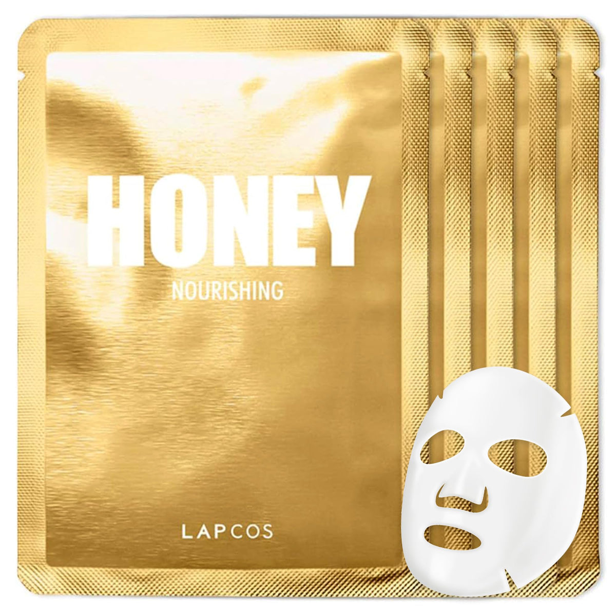 Lapcos Honey Sheet Mask - Hydrating Daily Face Mask With Hyaluronic Acid, 5-Pack