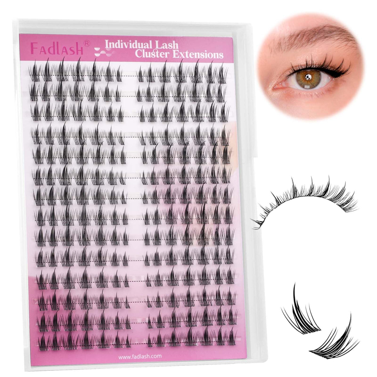 Fadlash Natural Lash Clusters - Waterproof, Invisible Band, Comfortable, Diy Reusable Eyelash Extensions