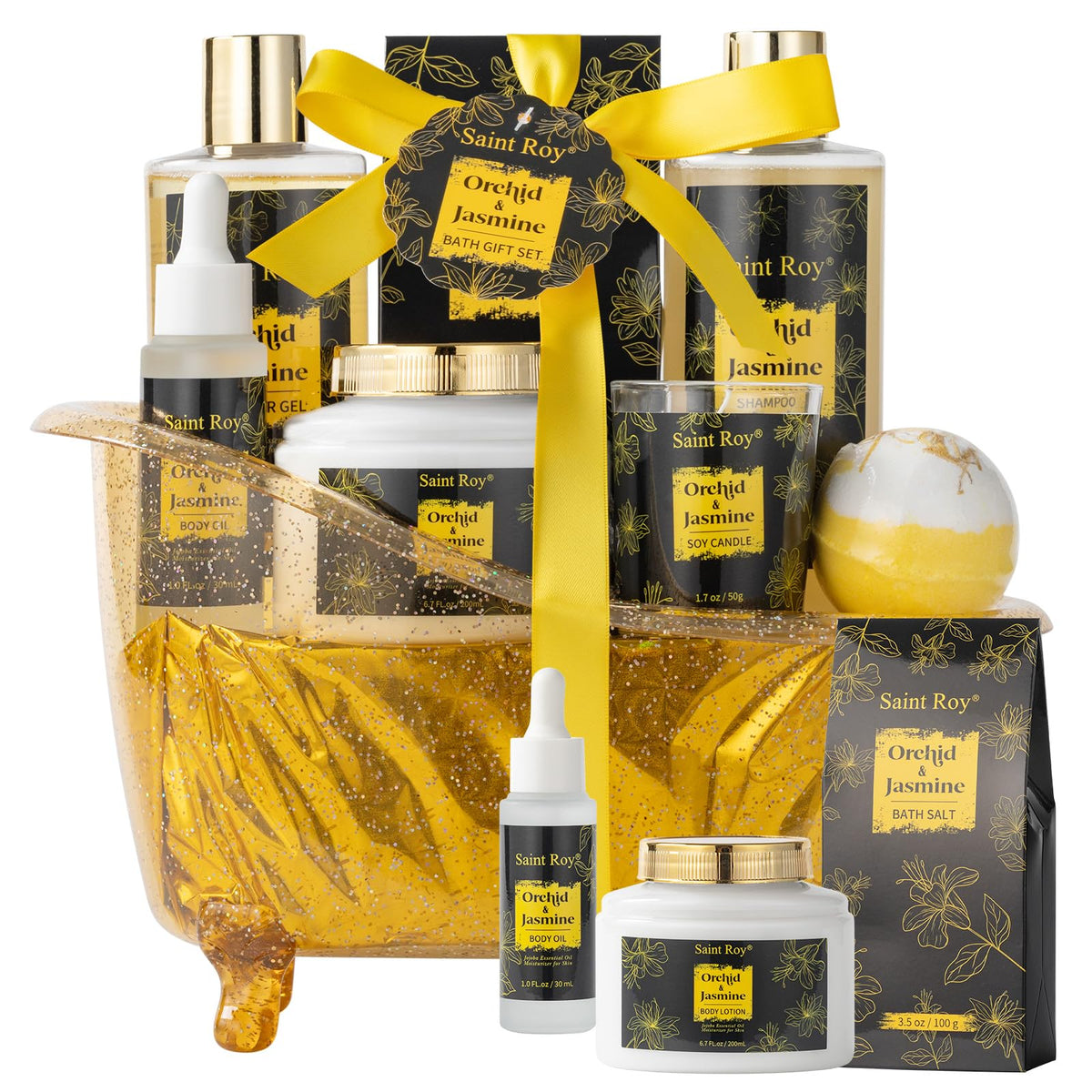 Saint Roy Orchid Jasmine Spa Gift Basket - 10 Piece Set For Valentine'S Day & Home Spa Gifts