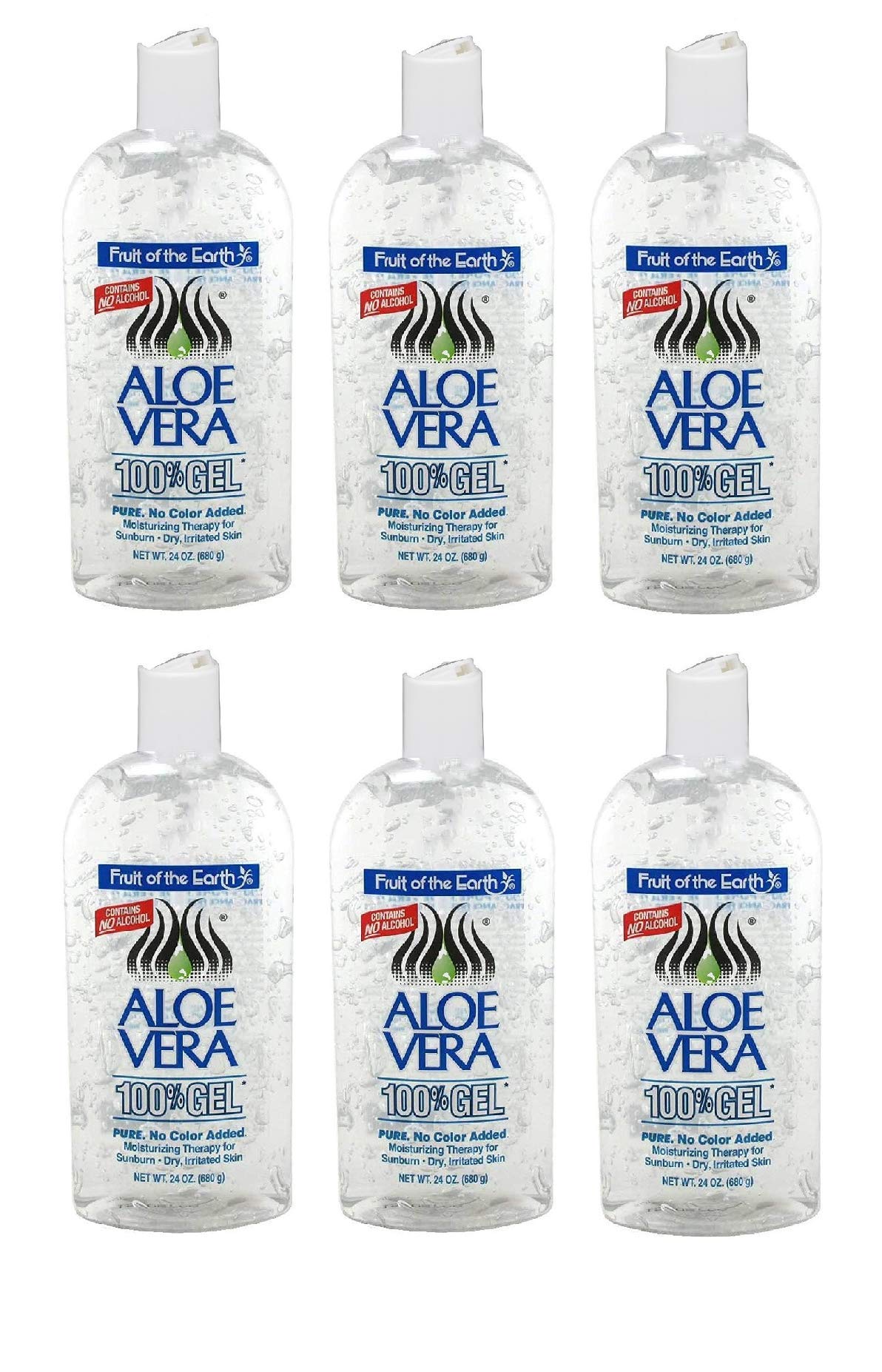 Fruit Of The Earth 100% Aloe Vera Gel Pump 24Oz (6 Pack) - Moisturizing & Soothing Solution