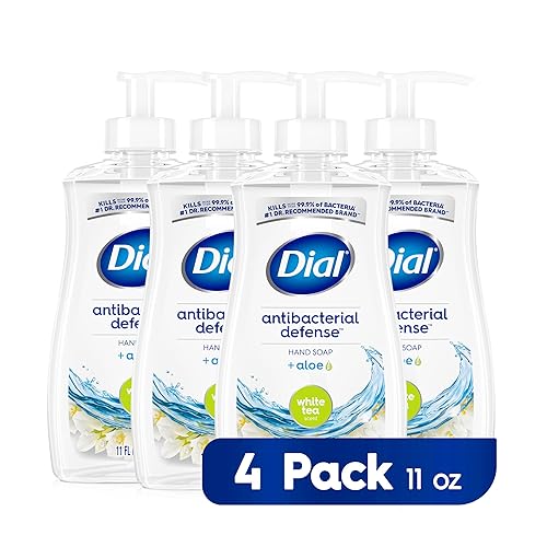 Dial Antibacterial Liquid Hand Soap, White Tea Scent, 11 Fl Oz, Pack Of 4