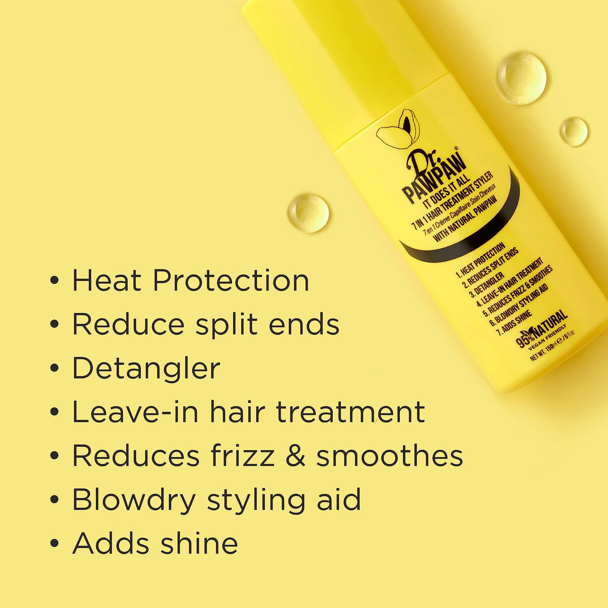 Dr.PAWPAW 7-in-1 Hair Treatment Styler with Papaya & Aloe Vera, Vegan, 150ml - Cran