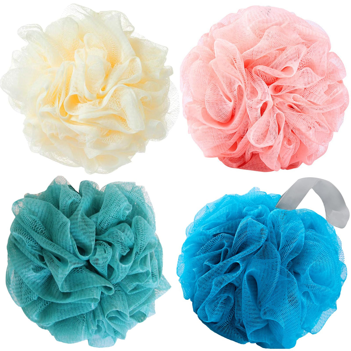 Missjojiay Luffa Loofah Sponge Set, 4 Colors Exfoliating Bath Scrubber For Men & Women