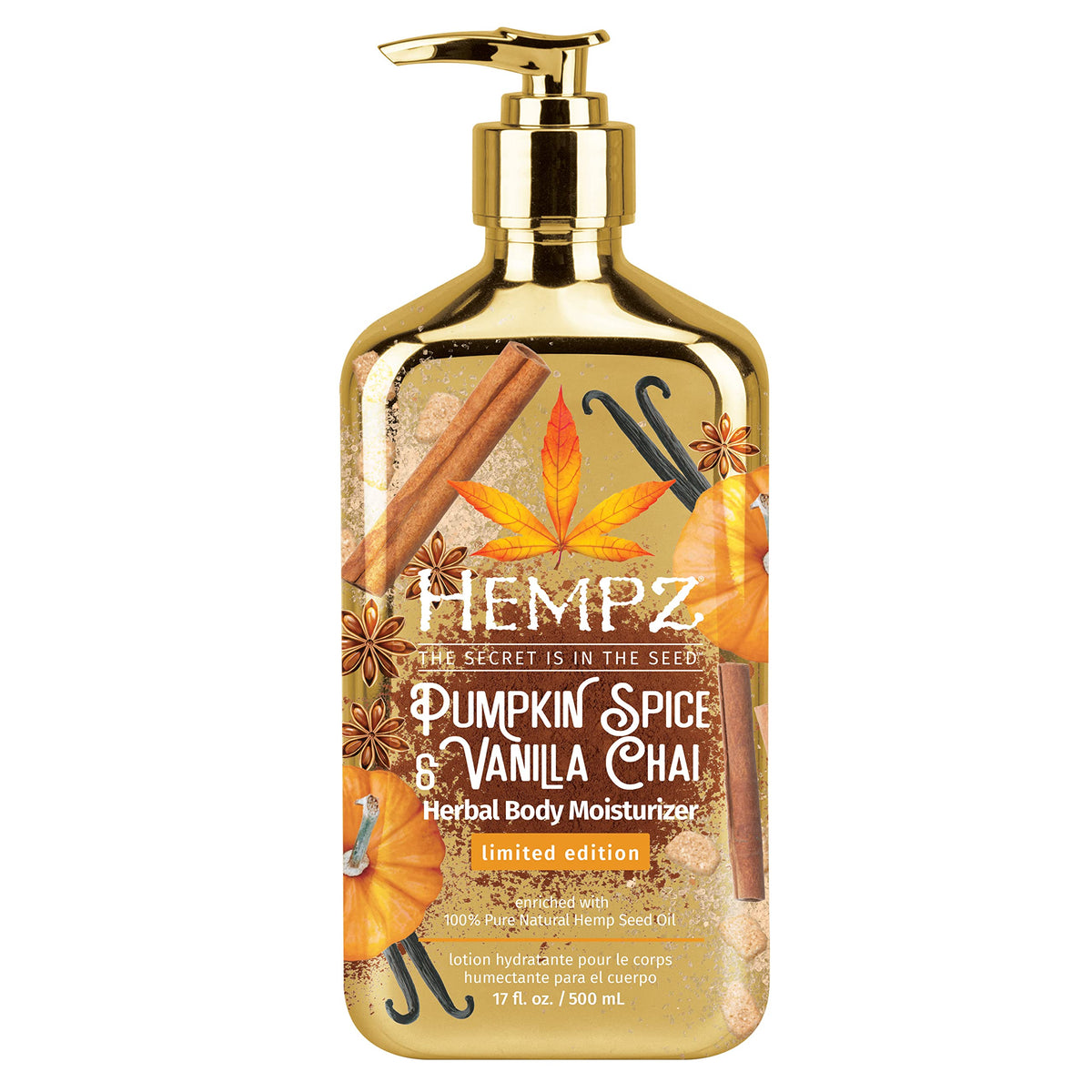 Hempz Pumpkin Spice & Vanilla Chai Body Lotion - 17 Oz Daily Moisturizer With Shea Butter