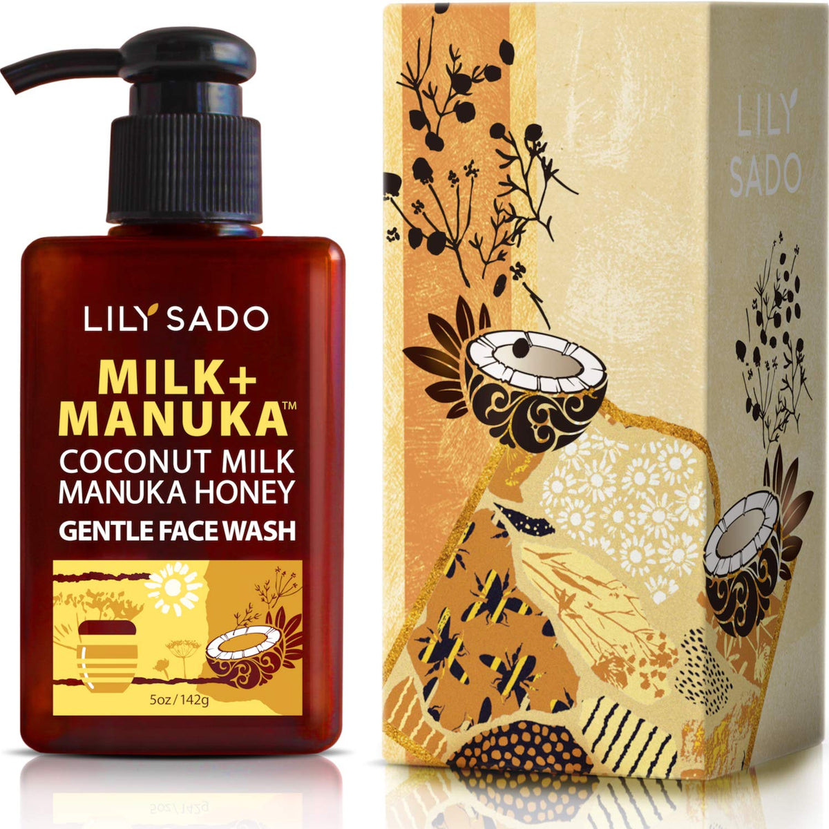 Lily Sado Coconut Milk & Manuka Honey Gel Cleanser - 5Oz Natural Facial Wash For Pores & Blackheads