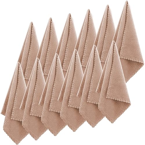 Syhood 12X12 Microfiber Face Wash Cloths - Brown Makeup Remover Towels, Soft & Fast Drying