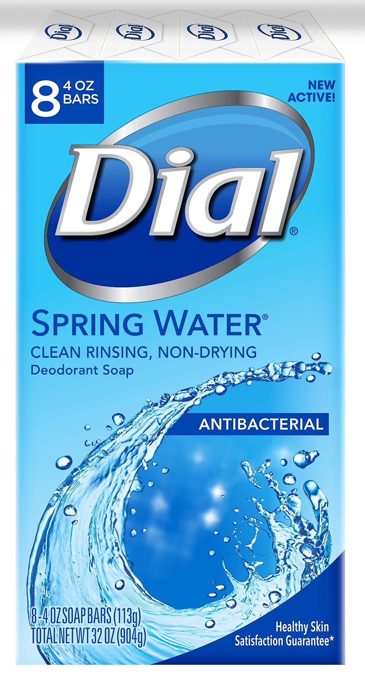 Dial Antibacterial Bar Soap, Refresh & Renew, Spring Water, 4 Oz, 8 Bars - Clean & Fresh Skin