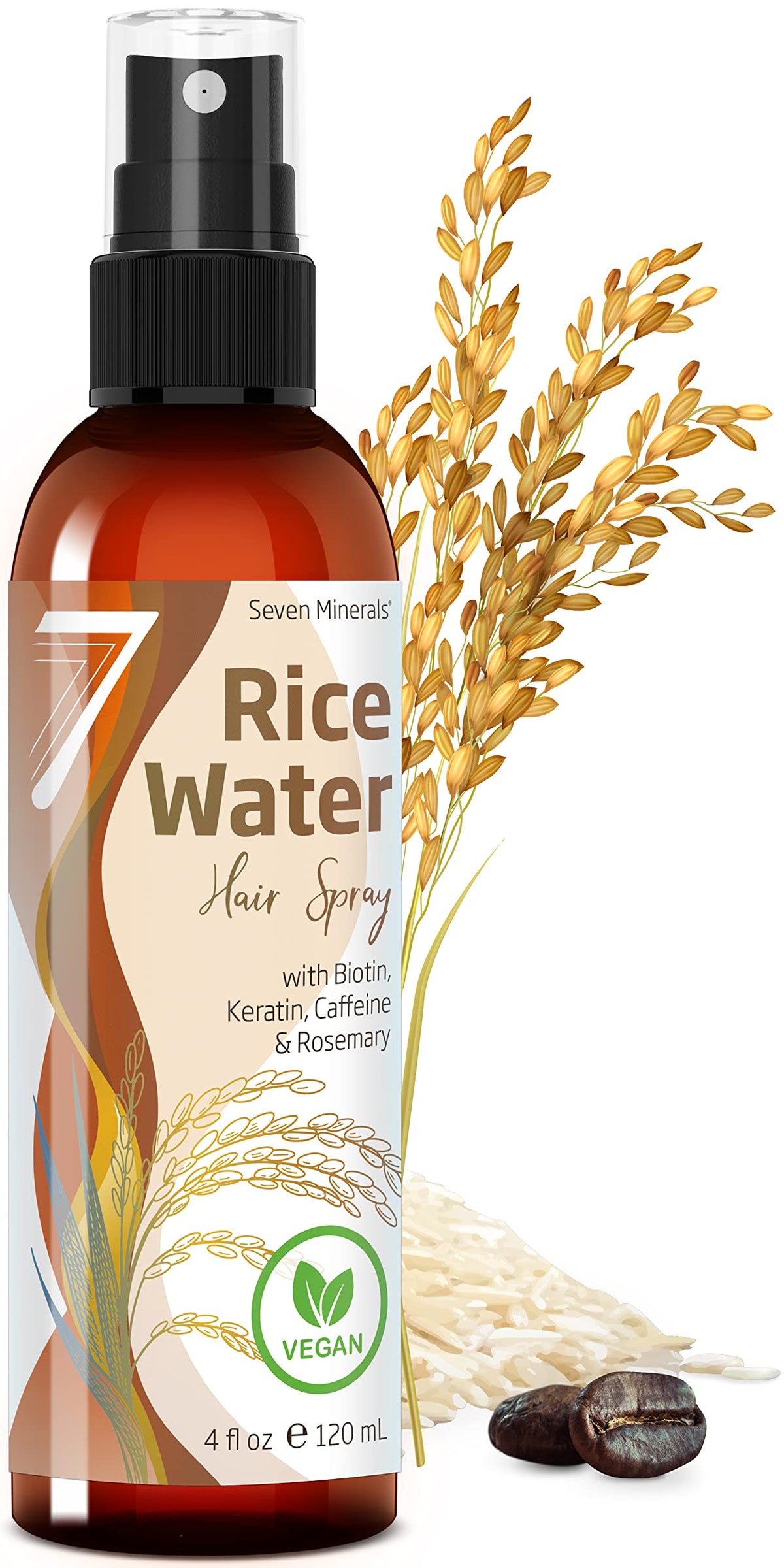 Seven Minerals Fermented Rice Water Spray For Hair Growth With Rosemary & Biotin, 4 Fl Oz