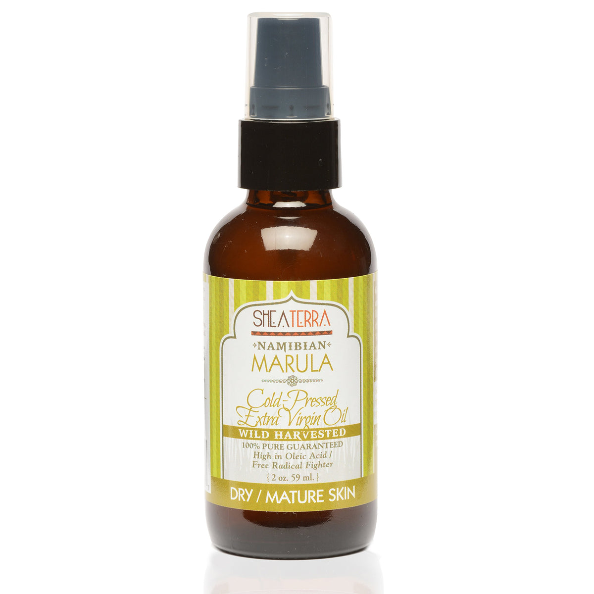 Shea Terra Marula Oil - Organic Cold-Pressed, Nutrient-Rich for Dry & Mature Skin, 2 oz