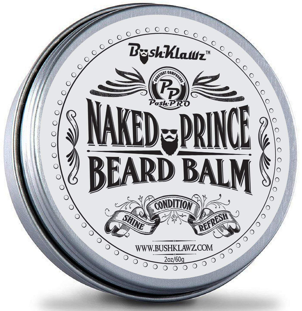 Bushklawz Naked Prince Scent Free Beard Balm - All Natural Leave-In Conditioner For Bearded Men