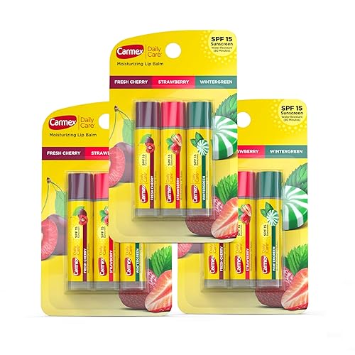 Carmex Moisturizing Lip Balm Sticks, Spf 15, Multi-Flavor, 9 Count (3 Packs Of 3