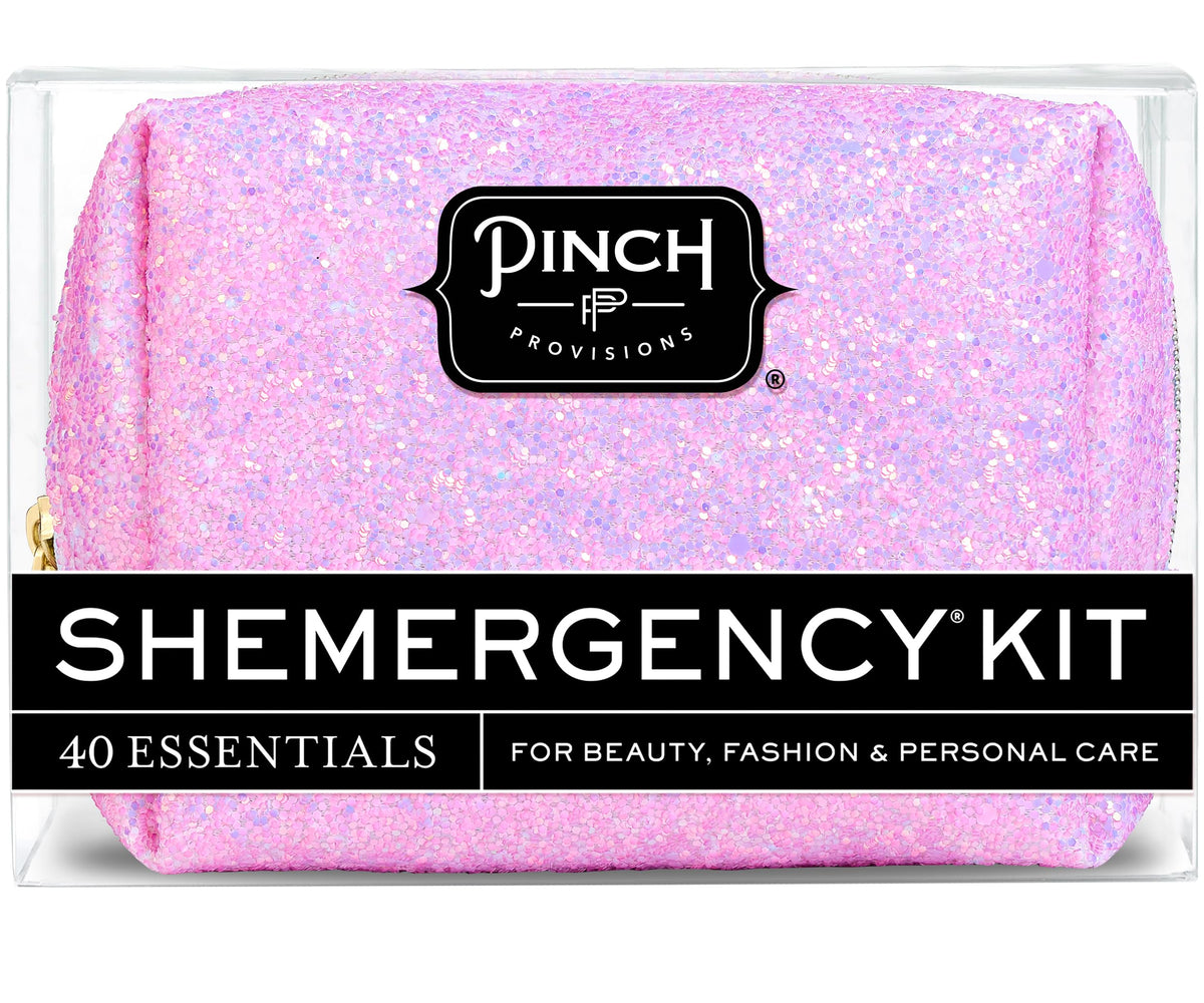 Pinch Provisions Orchid Glitter Shemergency Kit – 40 Essentials In A Compact Pouch For Women