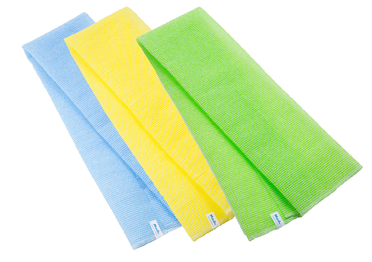 Modu Exfoliating Washcloth Set - Nylon Bath Cloths, 3 Pcs In Green, Blue, Yellow, Pink