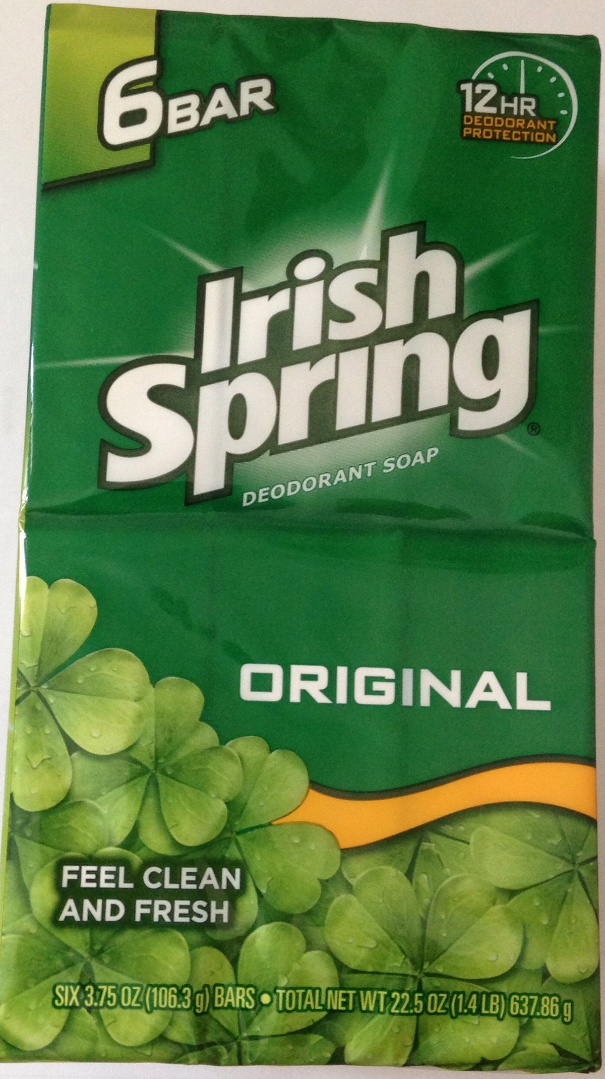 Irish Spring Original Deodorant Soap, 6 Bars, 22.5 Oz (Pack Of 4) - Fresh Clean Scent