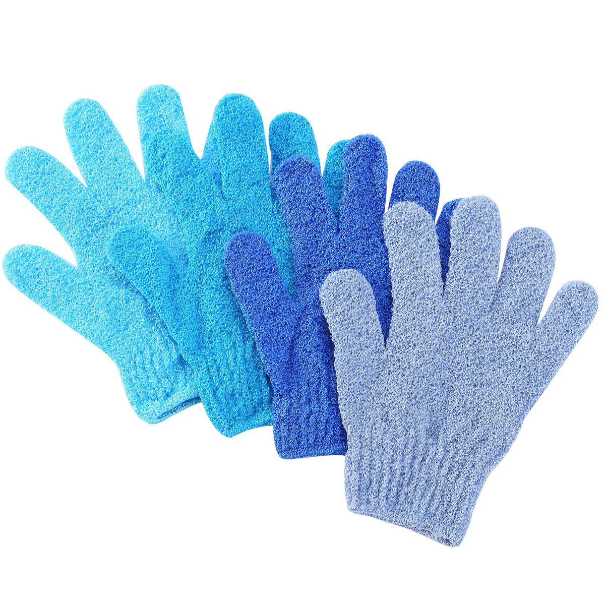 Slick Exfoliating Gloves - 4 Pcs Body Scrub Mitts, Nylon Shower Gloves For Smooth Skin