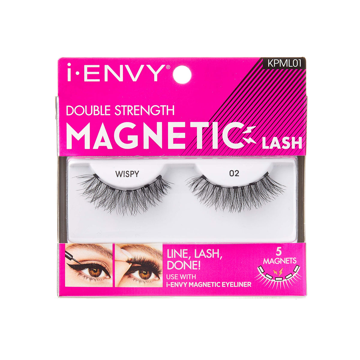 Kiss I Envy Magnetic Eyelashes - Double Strength Faux Mink Reusable Lashes, 1 Count