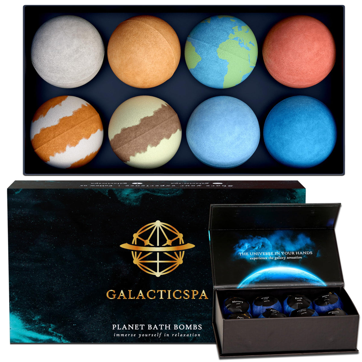 Galacticspa Luxury Bath Bombs Set - 8 Handmade Vegan Spa Fizzers With Essential Oils & Shea Butter