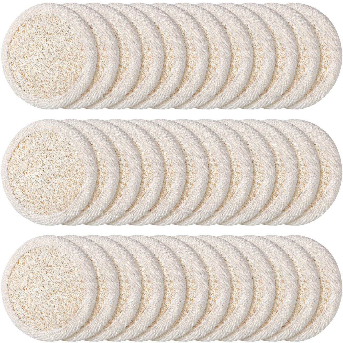 Irenare 36 Count Exfoliating Loofah Sponge Pads For Body & Face - Natural Bath Scrubber