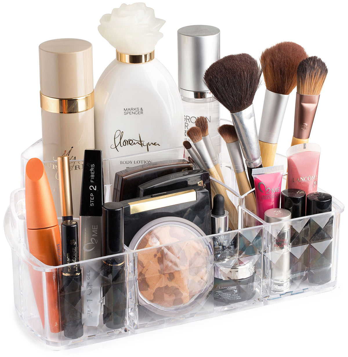 Masirs Clear Acrylic Cosmetic Storage Organizer With 6 Compartments For Vanity And Bathroom