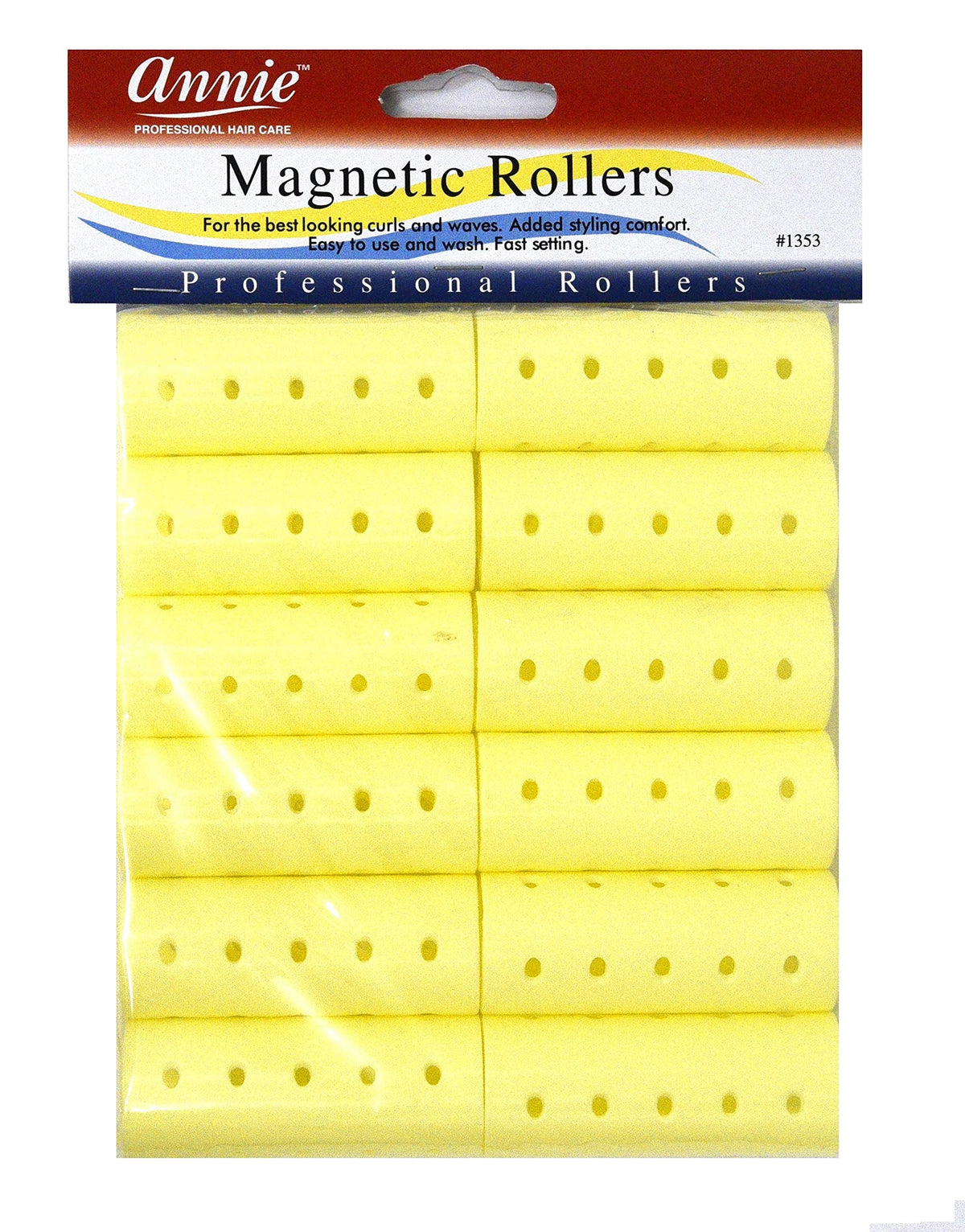 Annie Magnetic Rollers 12 Count Yellow 7/8&quot; - Boar Material Hair Styling Tools