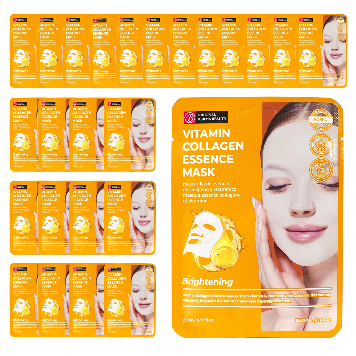 Innerest Collagen Face Masks 24 Pk - Brightening Vitamin Sheet Masks For Skin Care