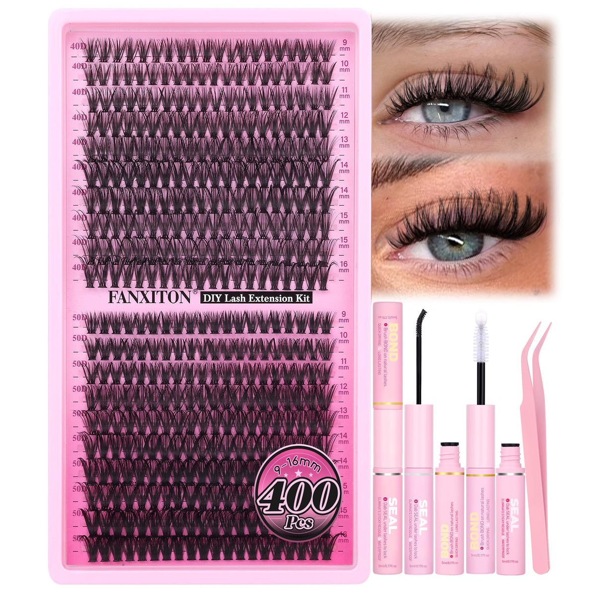 Fanxiton Wispy Lashes Cluster Kit - 40D/50D D Curl, 8-16Mm, Fl