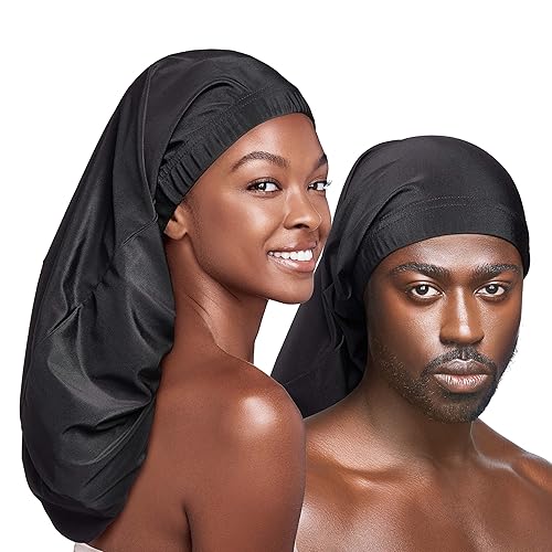 Red By Kiss Unisex Super Jumbo Silky Spandex Loc & Dreadlocks Cap - Black Shower & Sleep Cap