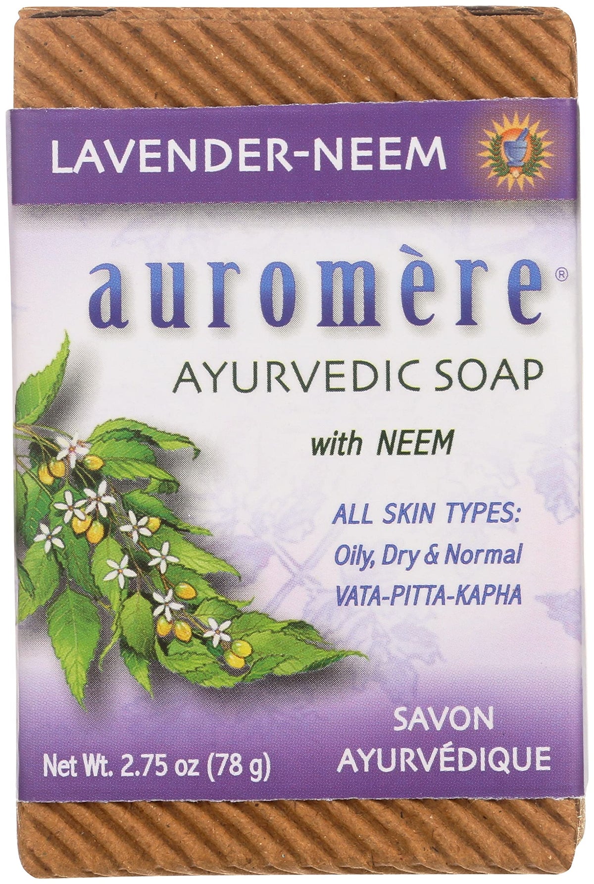 Auromere Lavender Neem Ayurvedic Bar Soap - Eco-Friendly, Vegan, Cruelty-Free, 2.75 Oz