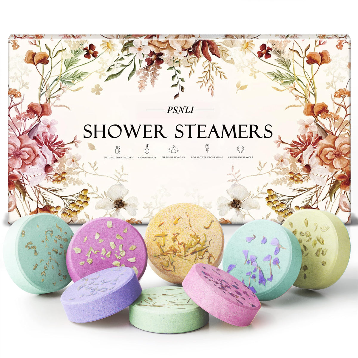 Psnli Shower Steamers - Aromatherapy Gift Set, 8 Scents For Spa & Relaxation, Perfect For Women