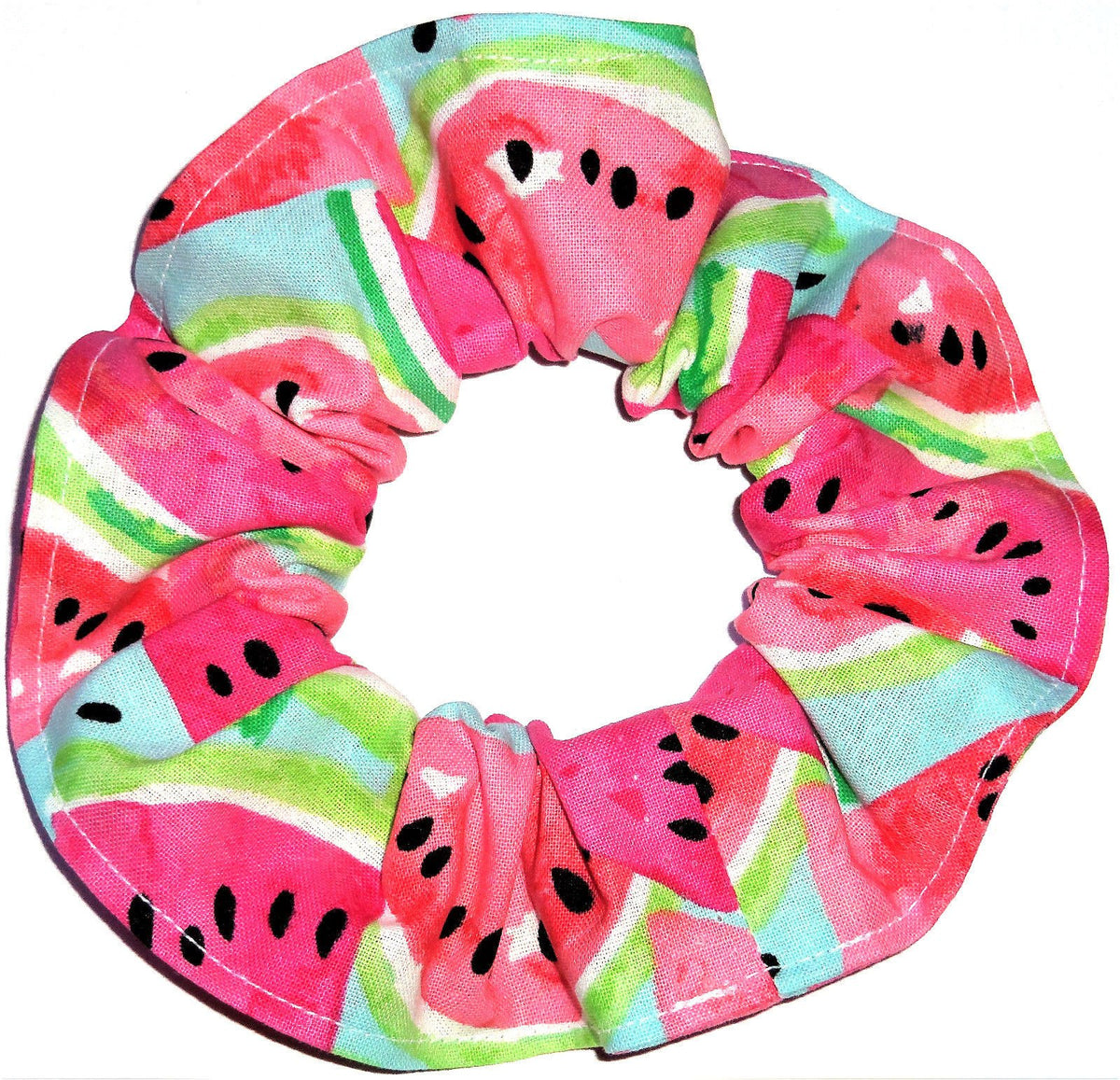 Watermelon Slices Hair Scrunchie - Handmade By Scrunchies By Sherry, Cotton, One Size Fits Most