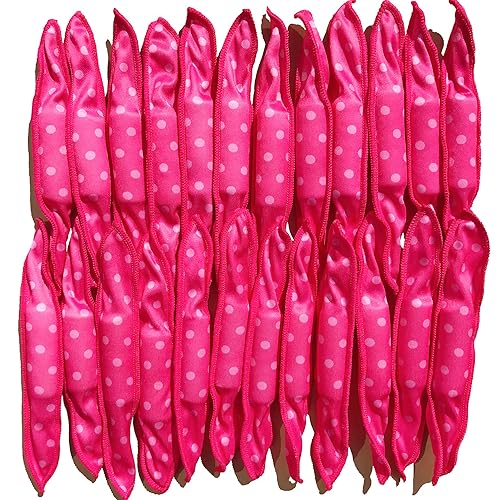 Dababell 40 Soft Heatless Hair Curlers - Large Rose Red Foam Sponge Rollers for Curly Hair