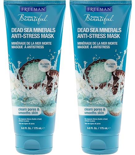 Freeman Dead Sea Minerals Clay Mask, 6 Oz, 2 Count - Deep Cleansing & Refreshing Skincare