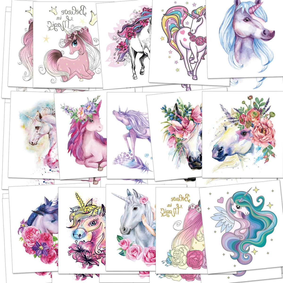 Konsait Cute Magic Animals Temporary Tattoos For Kids - 45 Sheets Waterproof Party Favors