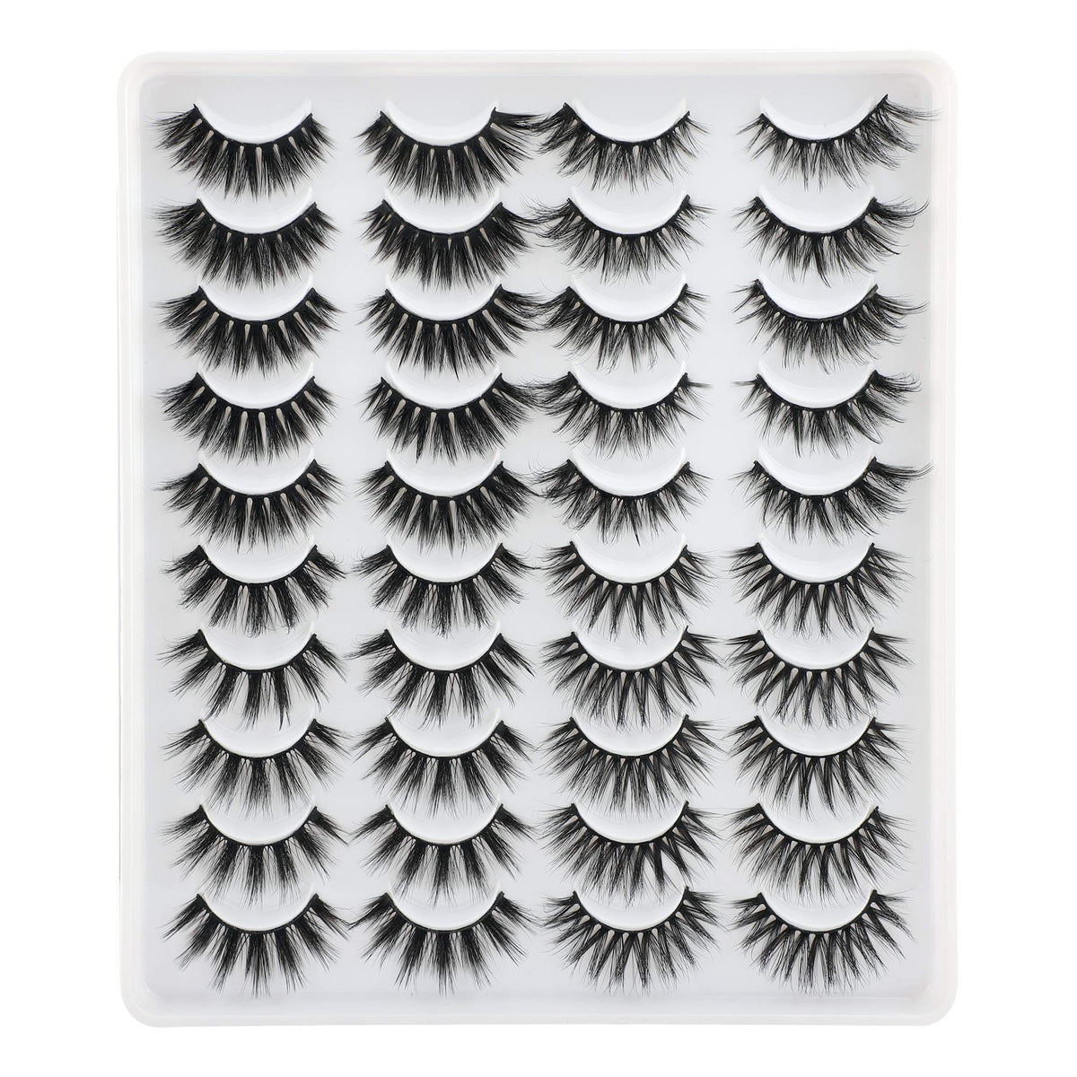 LANFLOWER 20 Pairs Fluffy Faux Mink Lashes - 4 Styles, Dramatic Black Eyelashes Pack