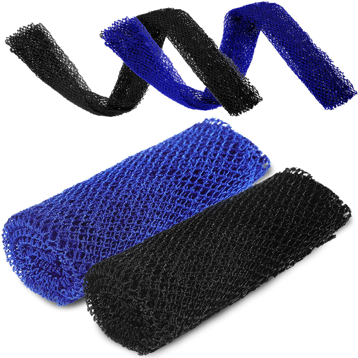 Patelai 2 Pack African Exfoliating Net Bath Sponge - Blue & Black Long Back Scrubber