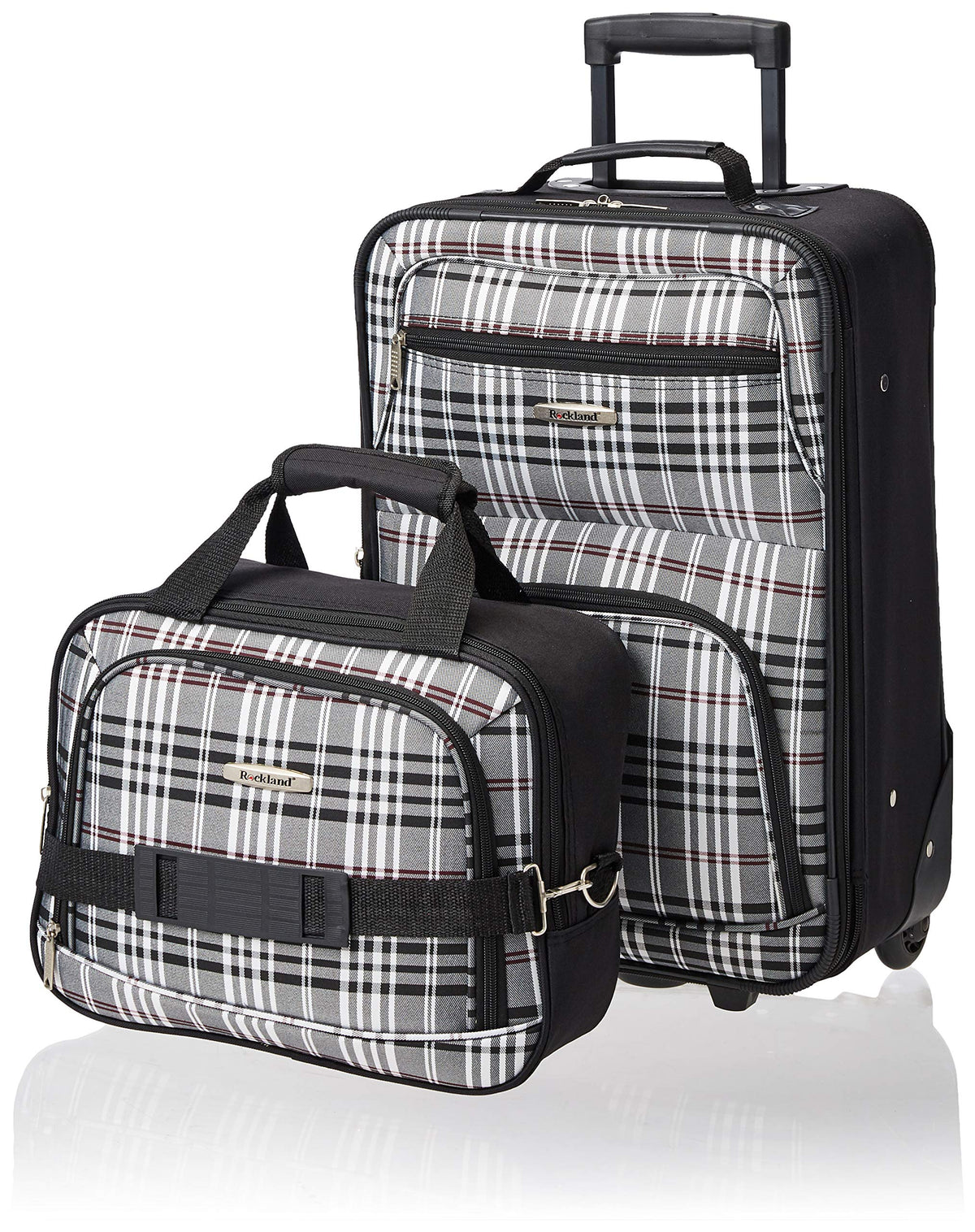 Rockland Expandable Softside Luggage Set, 2-Piece Black Plaid Travel Bags (14/19)