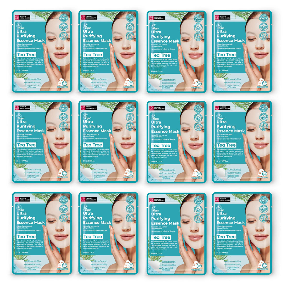 Innerest Collagen Face Masks - 12 Pk Tea Tree Ultra Purifying Skin Care Sheet Masks