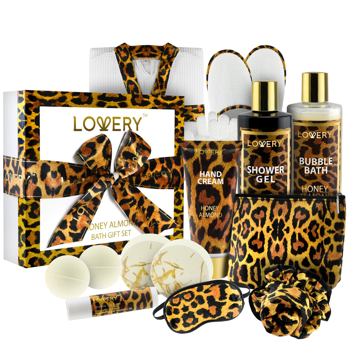 Lovery At-Home Spa Kit – 17Pc Relaxing Bath Gift Set With Honey Almond Scent & Bath Essentials