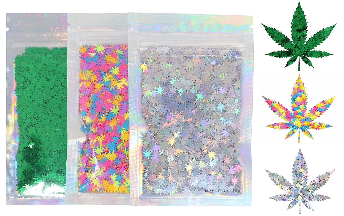 Electric Bliss Beauty 3 Pack Holographic Leaf Glitter - Cosmetic Grade For Crafts & Nails