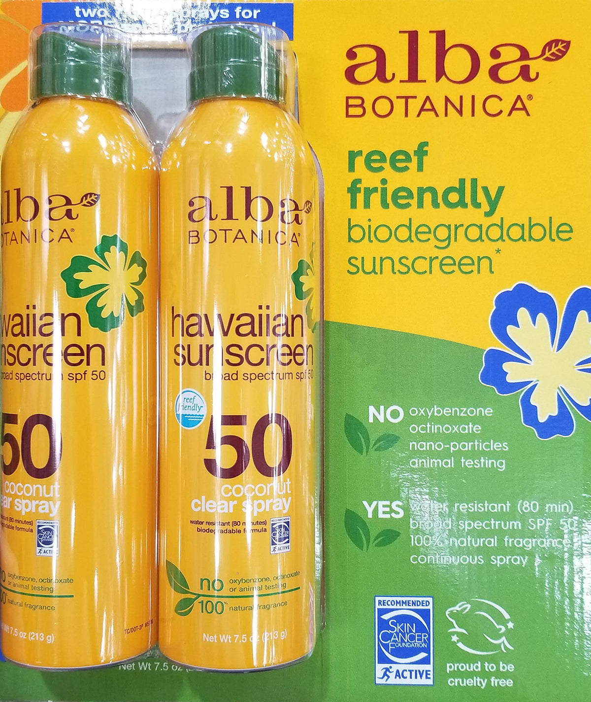 Alba Botanica Hawaiian Sunscreen Spray Spf 50 & Travel Lotion Spf 30, 8 Oz, Pack Of 2