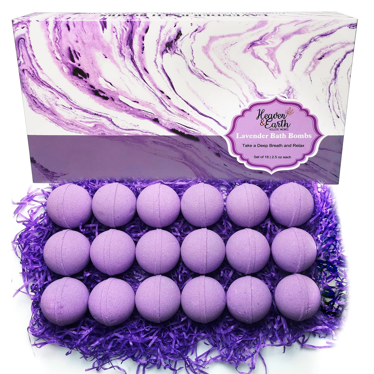 Joanne Arden Organics Lavender Bath Bombs Gift Set - 18 Relaxing Organic Bath Balls