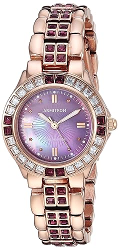 Armitron Women'S Rose Gold-Tone Watch With Amethyst Colored Crystal Accents