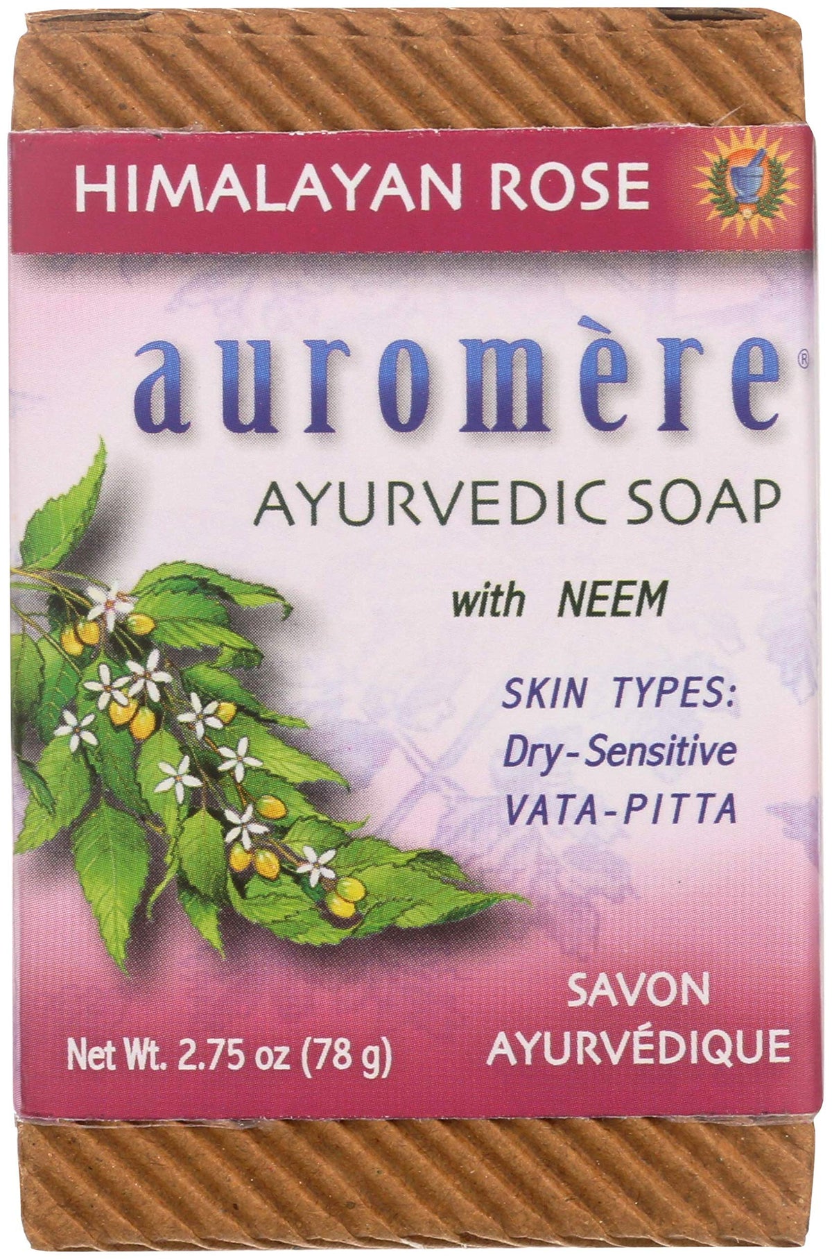 Auromere Himalayan Rose Ayurvedic Bar Soap - Eco-Friendly, Vegan, Cruelty-Free, 2.75 Oz