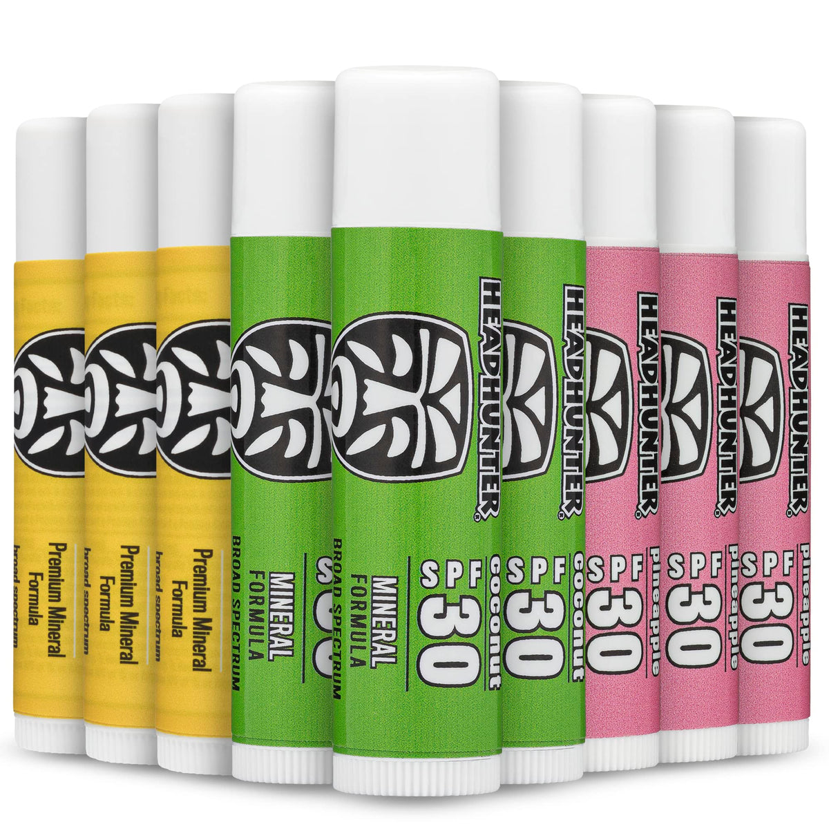 Headhunter Sport Chapstick Sunscreen Spf 30 - Waterproof Lip Balm, 9 Pack (Coconut, Pineapple, Mango)